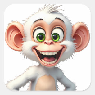 Sticker Carré Un singe africain blanc souriant