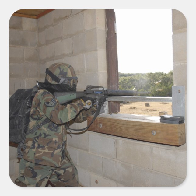 Sticker Carré Un soldat agit comme force d'opposition (Devant)