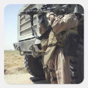 Sticker Carré Un soldat assure la sécurité des Marines