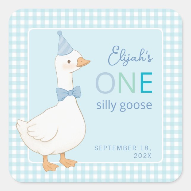 Sticker Carré Un sot Goose Boy Premier anniversaire Casquette du (Devant)