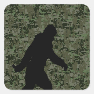 Sticker Carré Un squatchin pour le camouflage numérique d'Olive