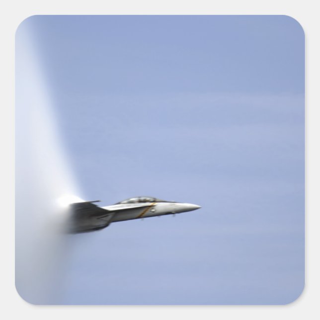 Sticker Carré Un Super Hornet F/A-18E atteint la vitesse de si (Devant)