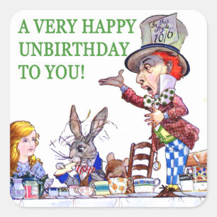 Sticker Carré Un Unbirthday très heureux à vous !