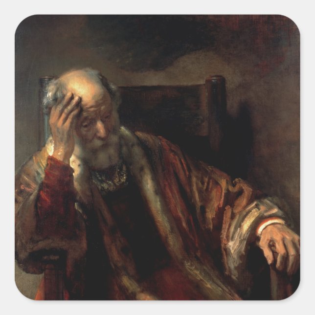 Sticker Carré Un vieil homme dans un fauteuil (Devant)