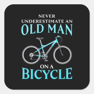 Sticker Carré Un Vieux Homme À Vélo