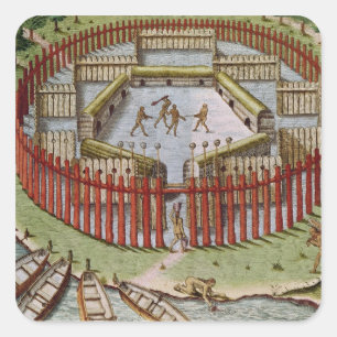 Sticker Carré Un village indien