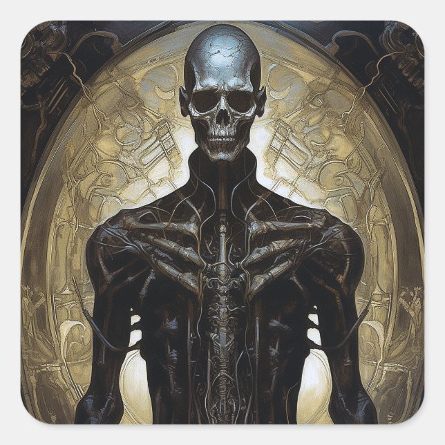 Sticker Carré Undead Cyborg Sci-Fi Horror Art (Devant)