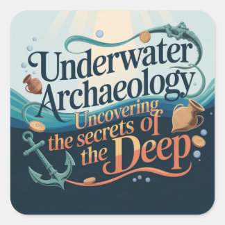 Sticker Carré Underwater Archaeology  of uncovering the secrets 