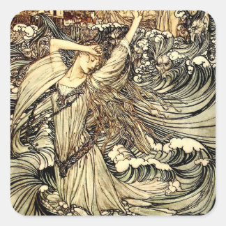 Sticker Carré "Undine in the Waves" par Arthur Rackham