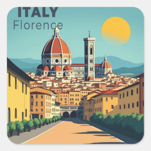 Sticker Carré Une affiche de voyage classique nostalgique – Flor
