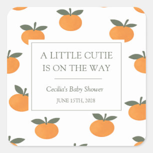 Sticker Carré Une Baby-Shower Genre Neutre pour une Petite Douce