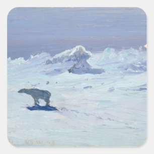 Sticker Carré Une chasse à l'ours polaire dans la nuit Lune, 189