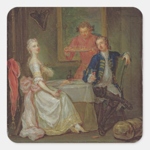 Sticker Carré Une conversation de dîner (un homme et une femme