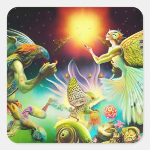 Sticker Carré Une époque de peinture à l'huile repensée