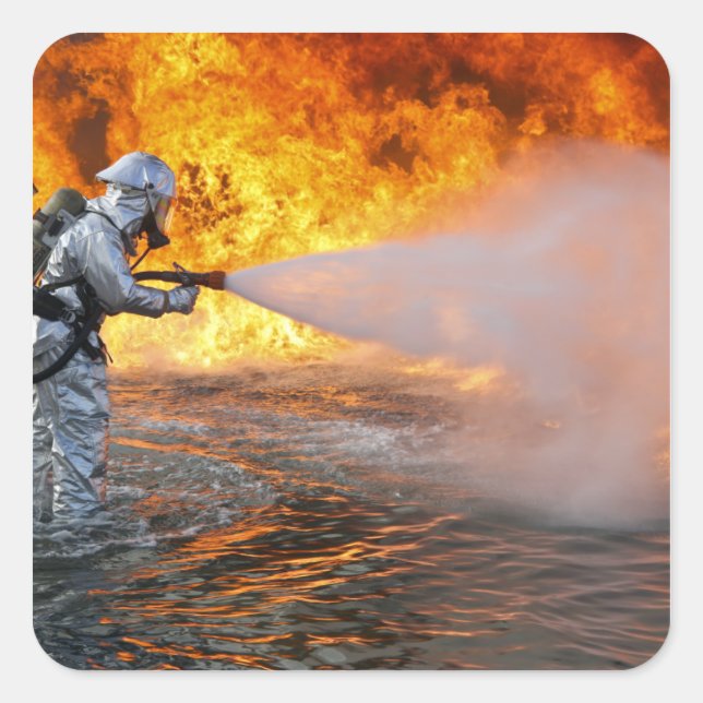 Sticker Carré Une équipe de lutte contre l'incendie secourue par (Devant)