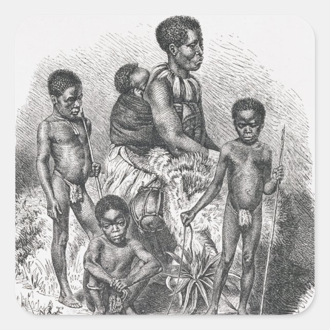 Sticker Carré Une famille zoulou de l'histoire de l'humanité (Devant)