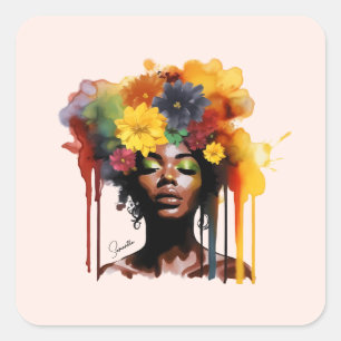 Sticker Carré Une femme afro-américaine avec les cheveux d'afro-