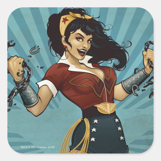 Sticker Carré Une femme amazonienne unit le Poster vintage (Devant)