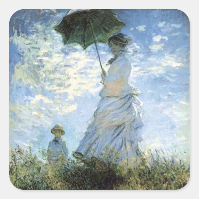 Sticker Carré Une femme avec un parasol (Devant)