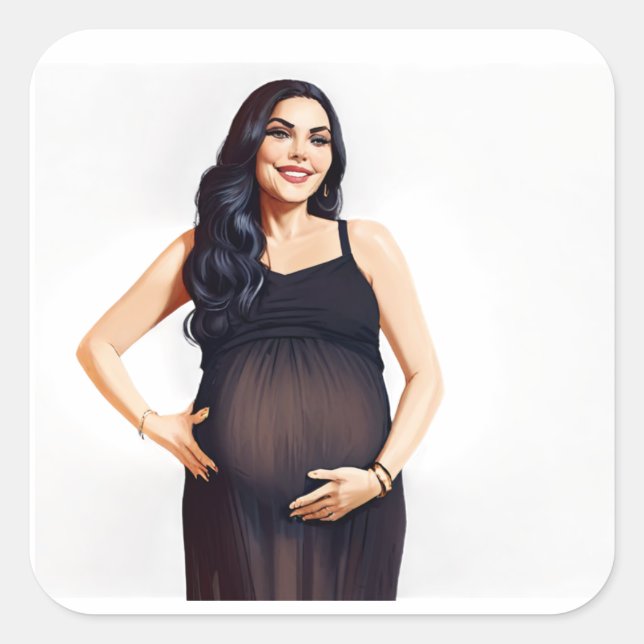 Sticker Carré Une femme enceinte magnifique et glamour (Devant)