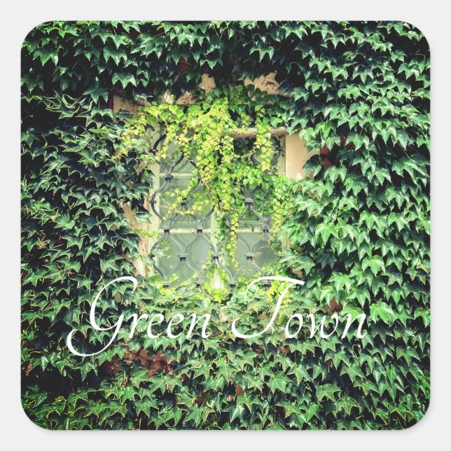 Sticker Carré Une fenêtre en vert plante Coque-coque iphone Mate (Devant)