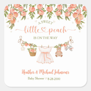 Sticker Carré Une Fête de Bébé Fille Douce Comme une Pêche sur u