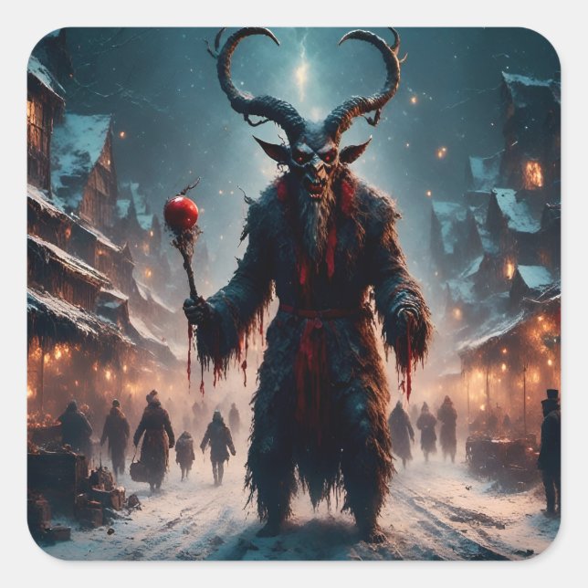 Sticker Carré Une horreur de Noël Krampus (Devant)