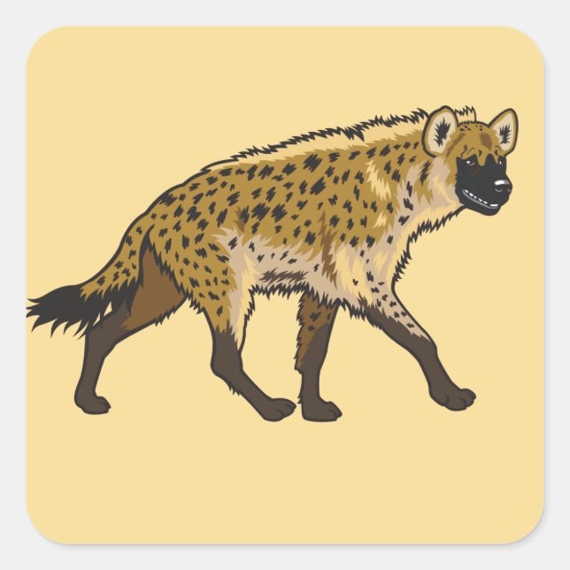 Sticker Carré Une hyène tachetée. Afrique sauvage (Devant)