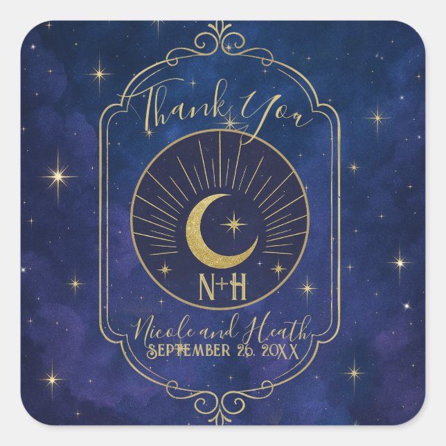 Sticker Carré Une nuit parmi les étoiles Ciel céleste Mariage z= (Devant)