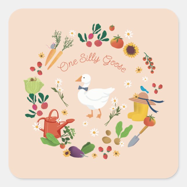 Sticker Carré Une Orangerie d'oie sotte - Jardin d'élevage (Devant)