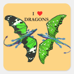 Sticker Carré Une paire de dragons