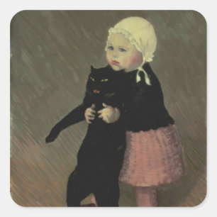 Sticker Carré Une petite fille avec un chat, 1889