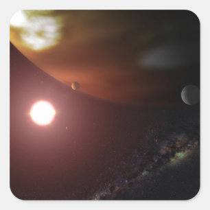 Sticker Carré Une planète géante du gaz en orbite autour d'une é