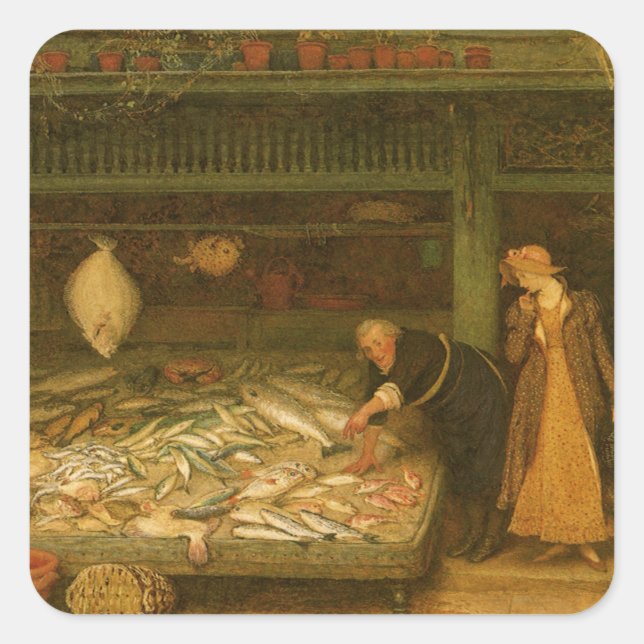 Sticker Carré Une poissonnerie par Frederick Walker (Devant)