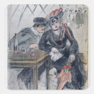 Sticker Carré Une prostituée et son client