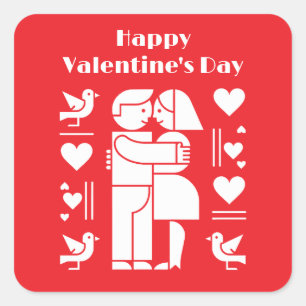 Sticker Carré Une Saint-Valentin de style Bauhaus moderne