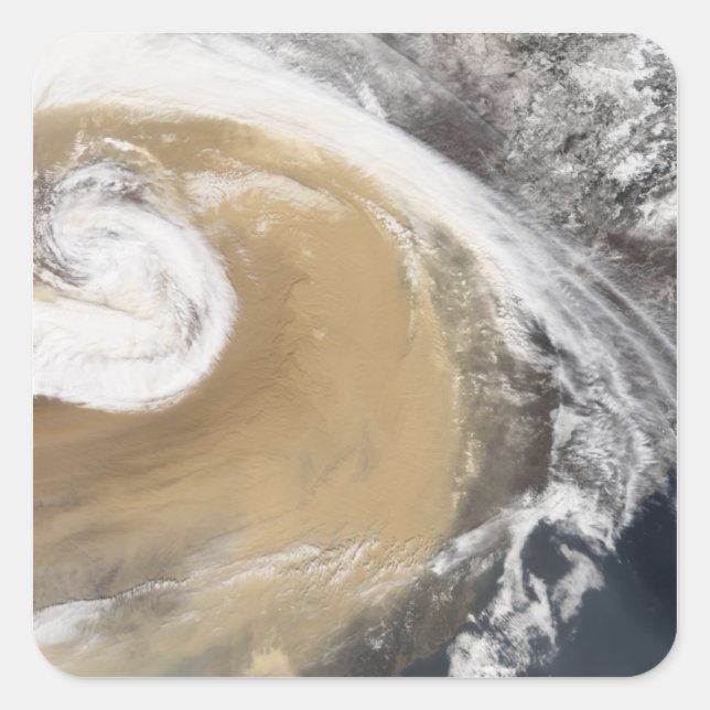 Sticker Carré Une tempête de poussière asiatique traverse le Pac (Devant)