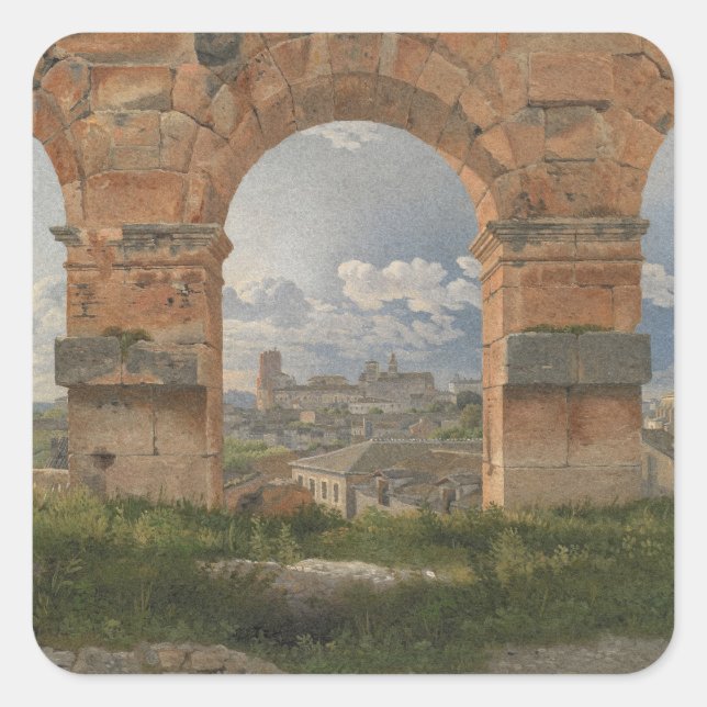 Sticker Carré Une vue à travers trois arches du Colisée (Devant)