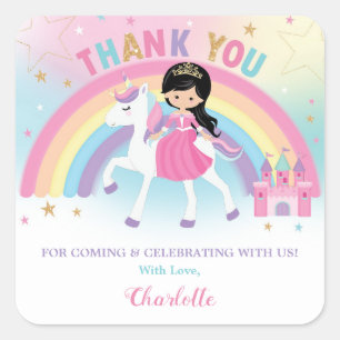 Sticker Carré Unicorn et la princesse Merci Favor