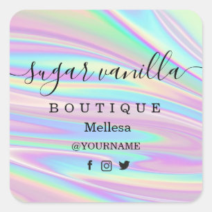 Sticker Carré Unicorn Holographie