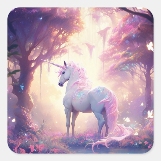 Sticker Carré Unicorn Imaginaire Art (Devant)