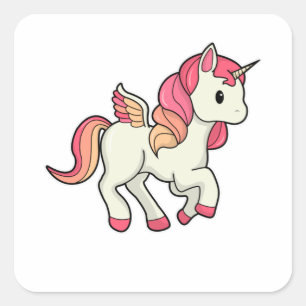 Sticker Carré Unicorne avec ailes