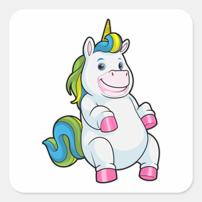 Sticker Carré Unicorne avec gros ventre (Devant)