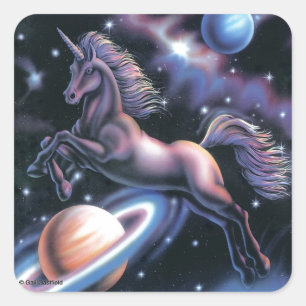 Sticker Carré Unicorne céleste
