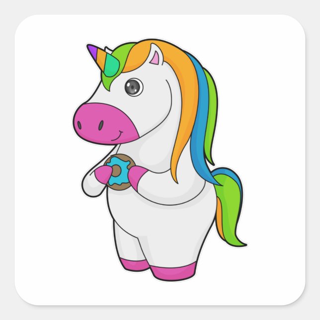 Sticker Carré Unicorne Donut (Devant)