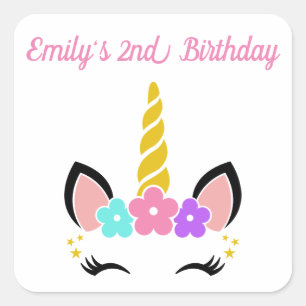 Sticker Carré Unicorne florale personnalisée