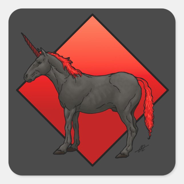 Sticker Carré Unicorne foncée (Devant)