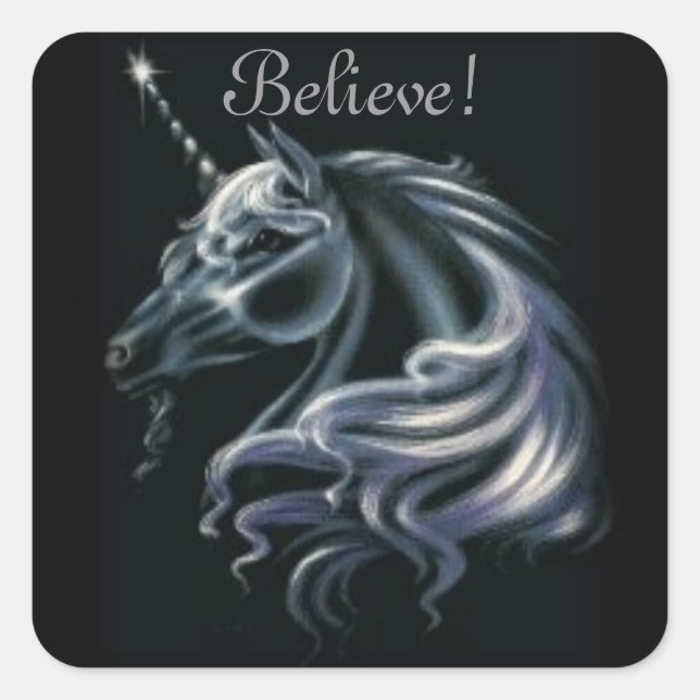 Sticker Carré Unicorne superbe (Devant)