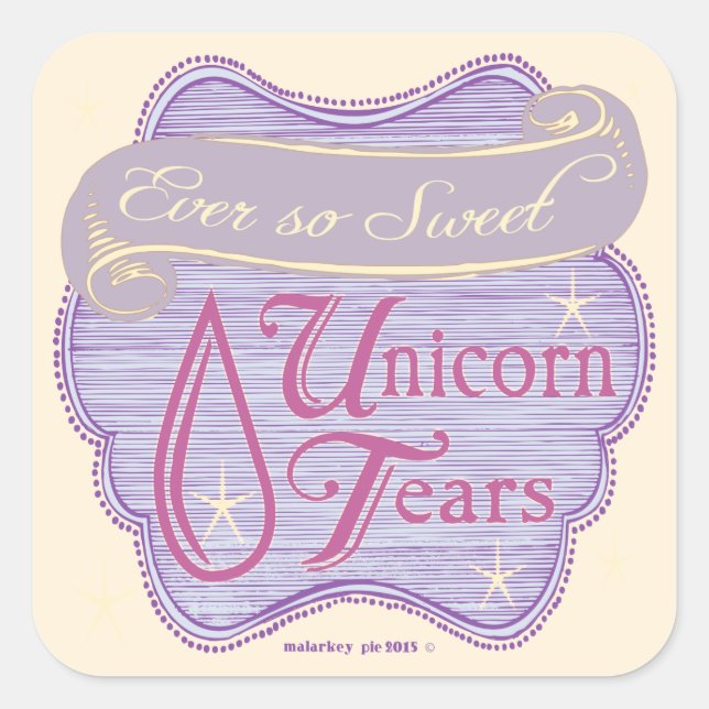 Sticker Carré Unicorne victorienne Larmes (Devant)
