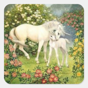Sticker Carré Unicorne vintage Et Foie